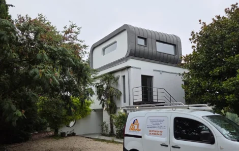 Surélévation ossature bois & zinc quartz Poissy 78300